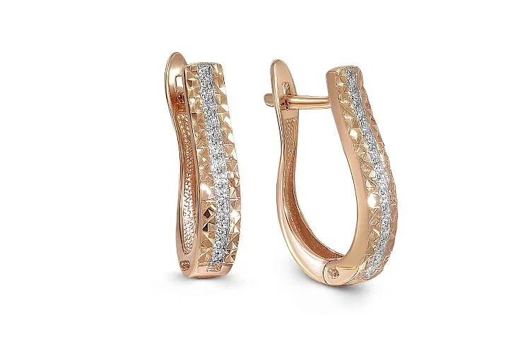 Серьги Дорожки из красного золота с 28 бриллиантами