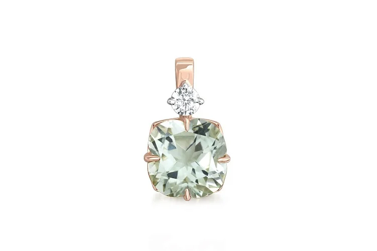 Подвеска Цветок из красного золота с аметистом и фианитом