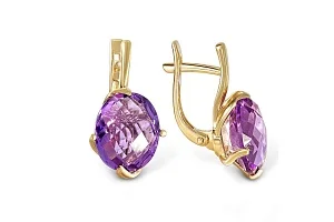 Серьги из жёлтого золота с 2 аметистами