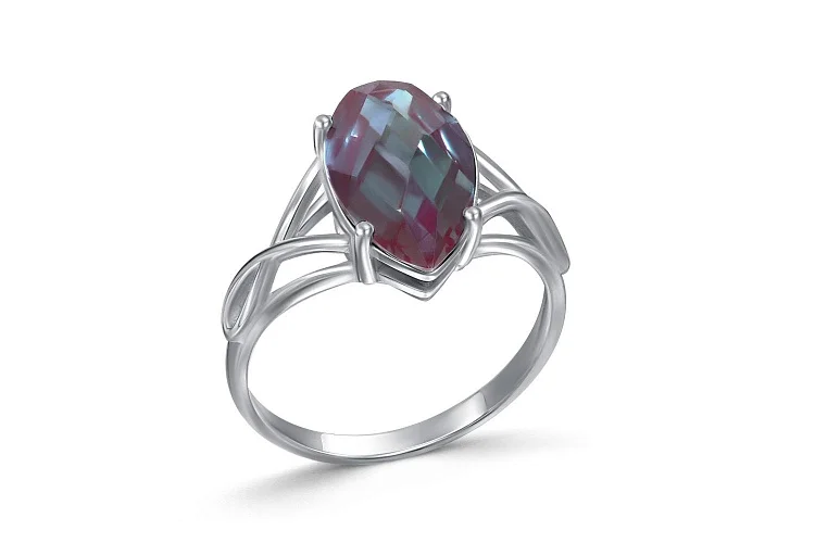 Кольцо из белого золота с александритом
