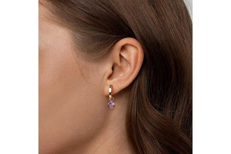 Подвеска серёг-трансформеров из красного золота с аметистом