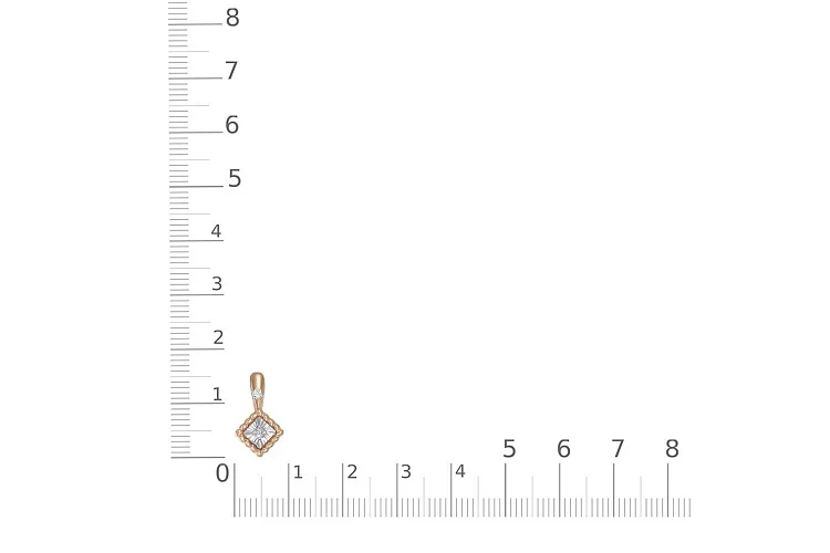 Подвеска Квадрат из красного золота с 7 бриллиантами