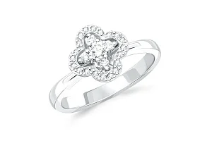 Кольцо Клевер из белого золота с 25 бриллиантами