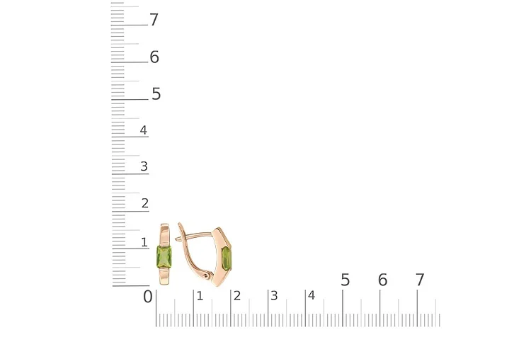 Серьги из жёлтого золота с 2 хризолитами