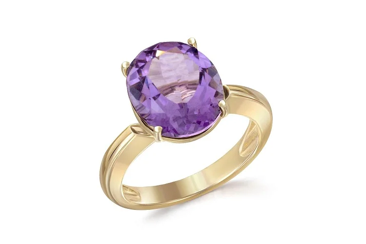 Кольцо из жёлтого золота с аметистом