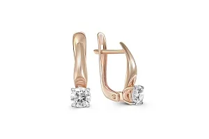Серьги из красного золота с 2 фианитами