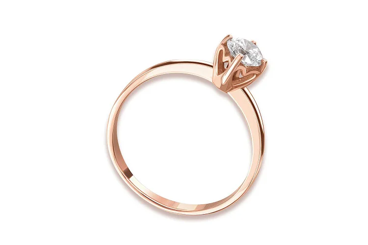 Кольцо из красного золота с муассанитом