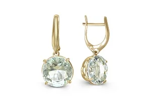 Серьги из жёлтого золота с 2 аметистами