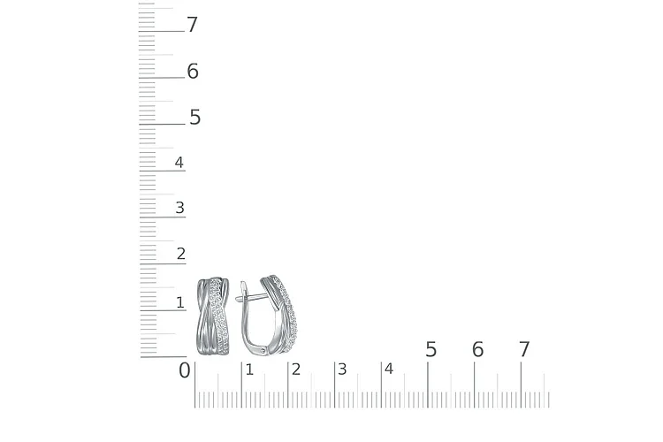 Серьги из белого золота с 50 фианитами