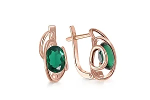 Серьги из красного золота с 2 изумрудами