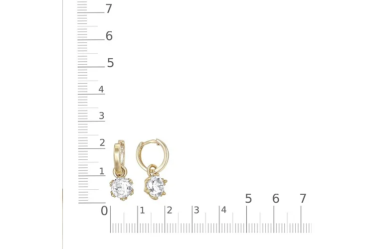 Серьги-трансформеры из жёлтого золота с горным хрусталём