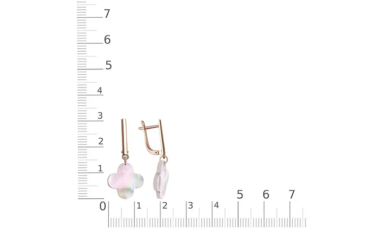 Серьги Клевер из красного золота с перламутром