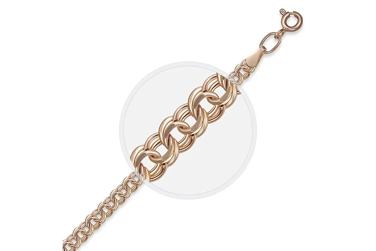 Цепь плетение гарибальди ⌀ нити 0,50 мм  из красного золота