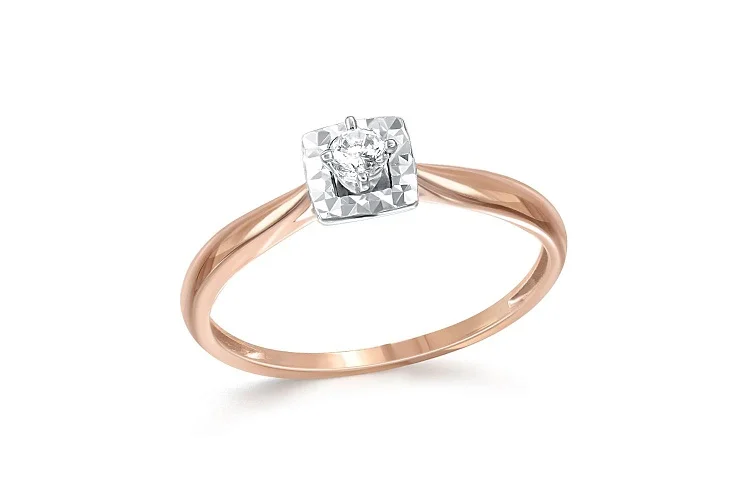 Кольцо из красного золота с фианитом