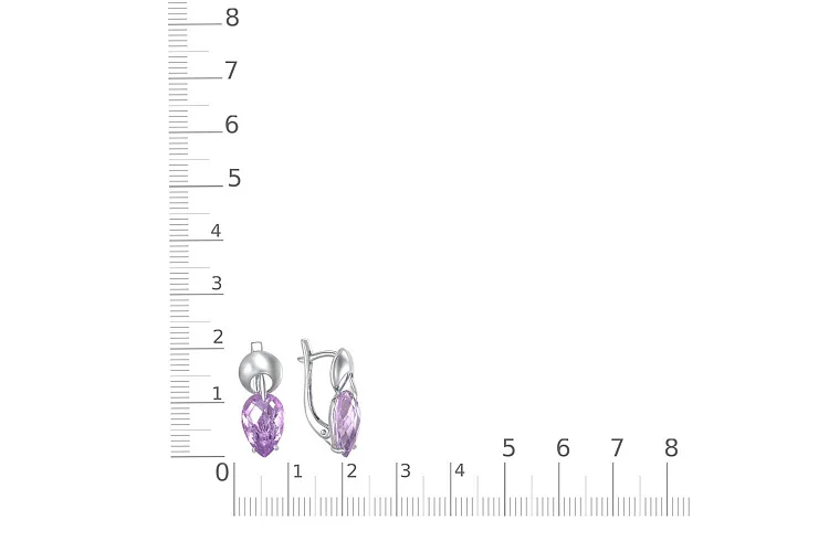 Серьги из белого золота с 2 аметистами