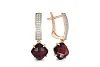Серьги из красного золота с 2 гранатами и 44 фианитами