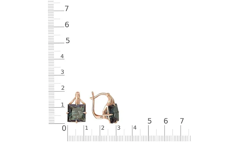 Серьги из красного золота с 2 александритами
