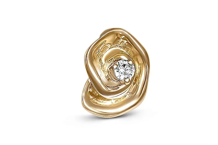 Подвеска Цветок из жёлтого золота с фианитом