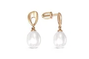 Серьги-пусеты из красного золота с 2 жемчужинами
