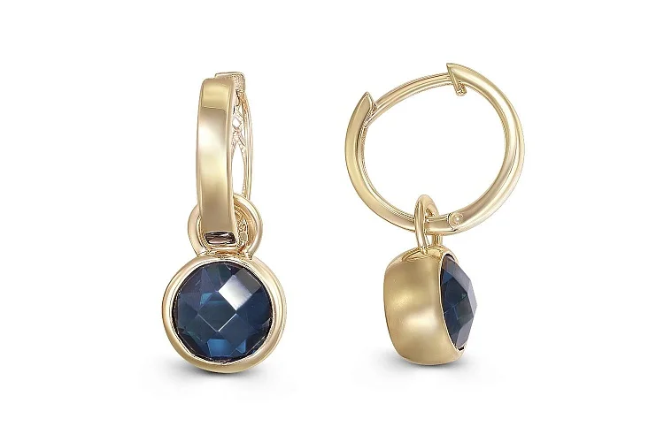 Серьги-трансформеры из жёлтого золота с 2 кварцами