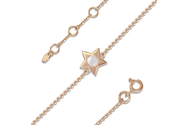 Детский браслет Звезда из красного золота с перламутром
