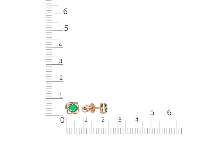 Серьги-пусеты Квадраты из красного золота с 2 агатами