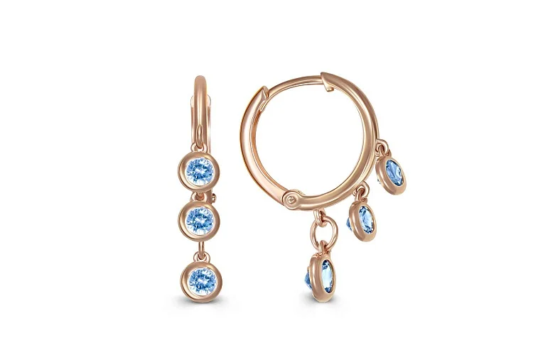 Серьги из красного золота с 6 топазами swiss