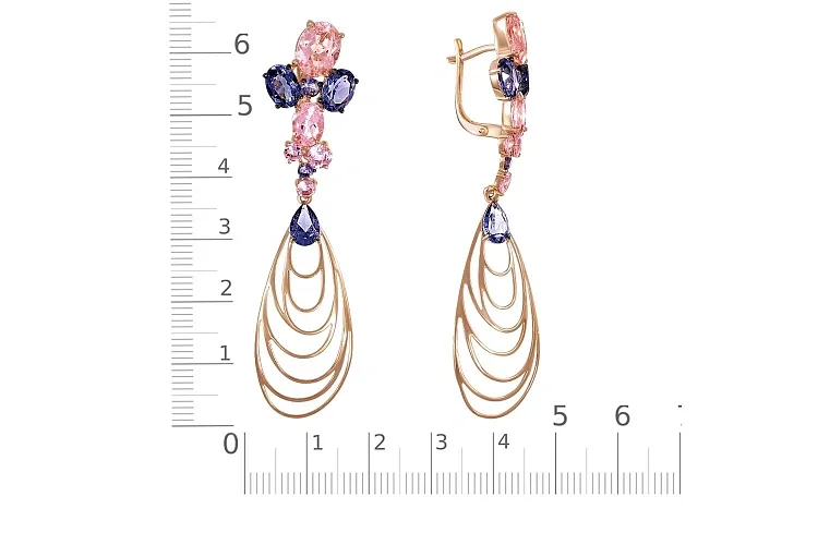 Серьги из красного золота с 20 ситаллами