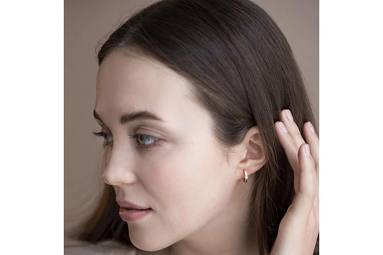 Серьги Малинки из красного золота с 14 бриллиантами