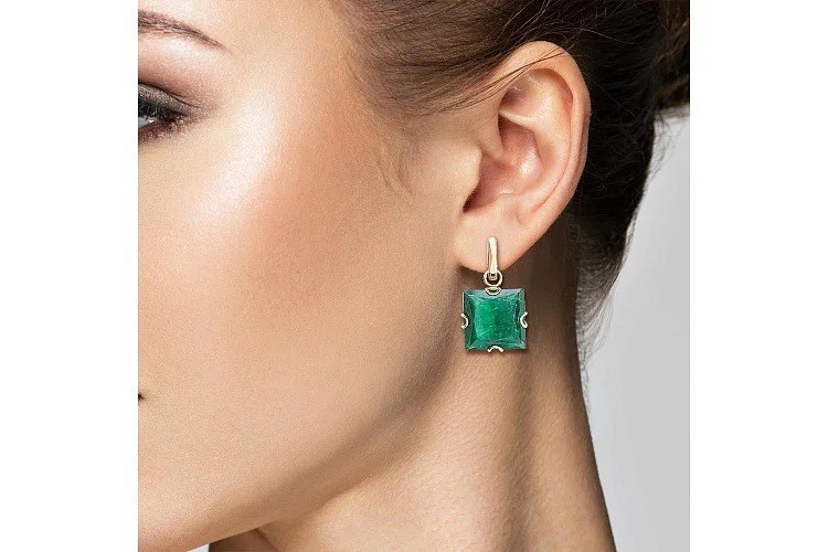 Серьги-трансформеры из жёлтого золота с 2 наноситалами