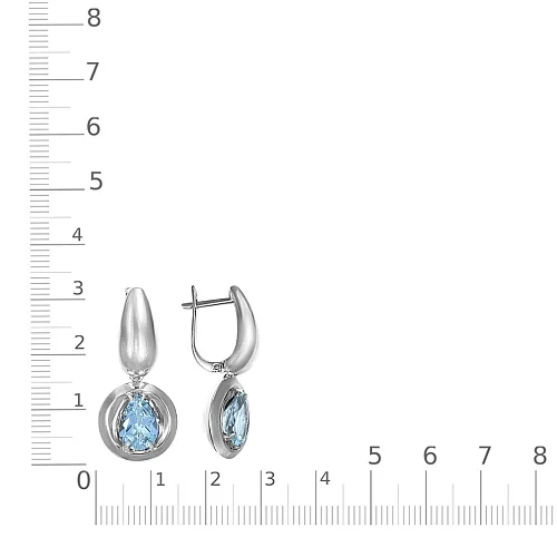 Серьги из белого золота с 2 топазами sky