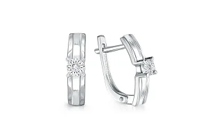 Серьги из белого золота с 2 бриллиантами