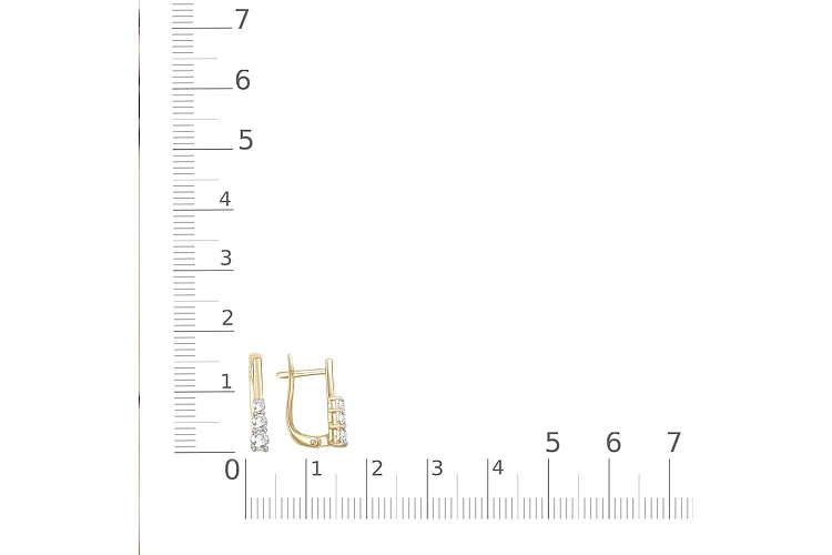 Серьги из жёлтого золота с 2 фианитами