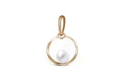 Подвеска Круг из красного золота с жемчугом