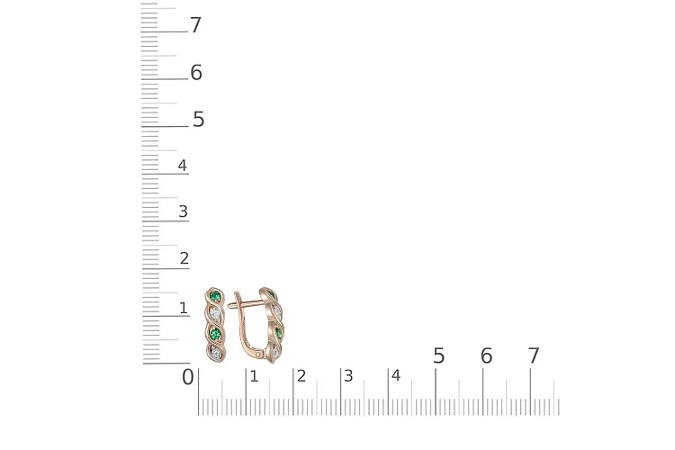 Серьги Дорожки из красного золота с 4 изумрудами и 4 бриллиантами
