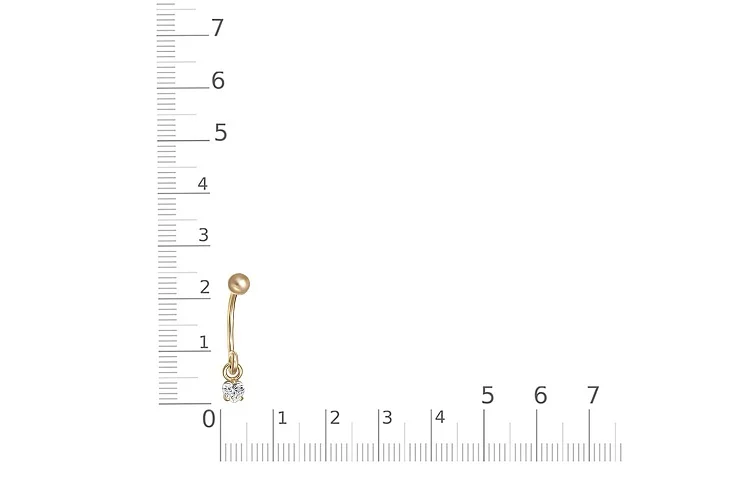 Пирсинг Сердце из жёлтого золота с фианитом