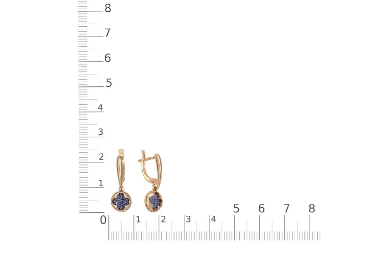 Серьги Клевер из красного золота с 80 сапфирами