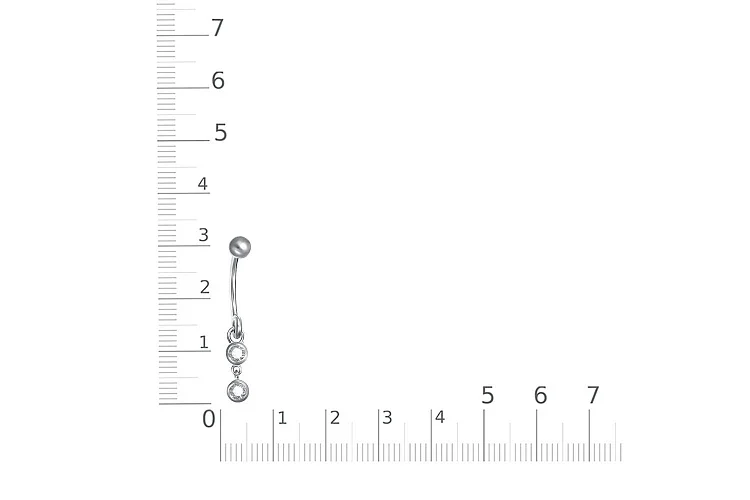 Пирсинг из белого золота с 2 фианитами