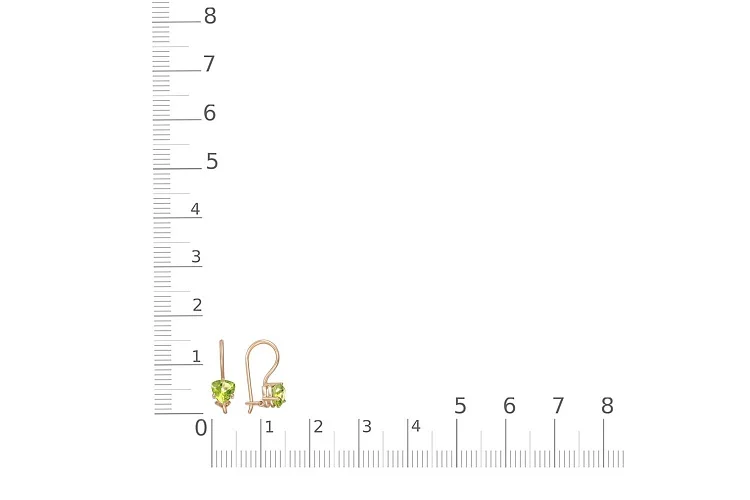 Детские серьги из красного золота с 2 хризолитами