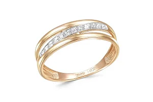 Кольцо Дорожка из красного золота с 12 фианитами