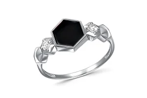 Кольцо из белого золота с 2 фианитами