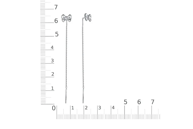 Серьги-продёвки Бантики из белого золота без вставок