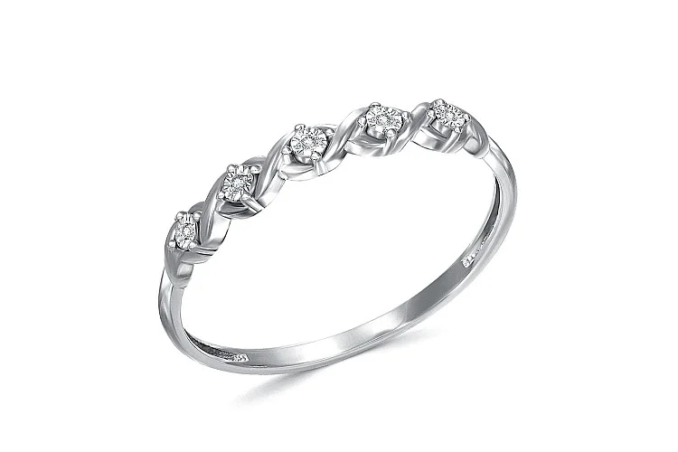 Кольцо Дорожка из белого золота с 5 бриллиантами