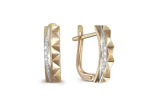 Серьги из жёлтого золота с 6 фианитами