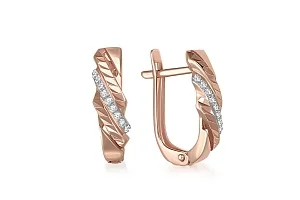 Серьги из красного золота с 18 фианитами