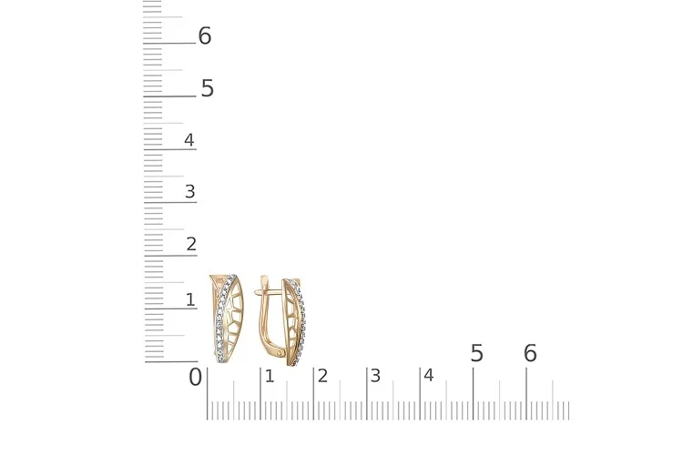 Серьги из жёлтого золота с 28 фианитами