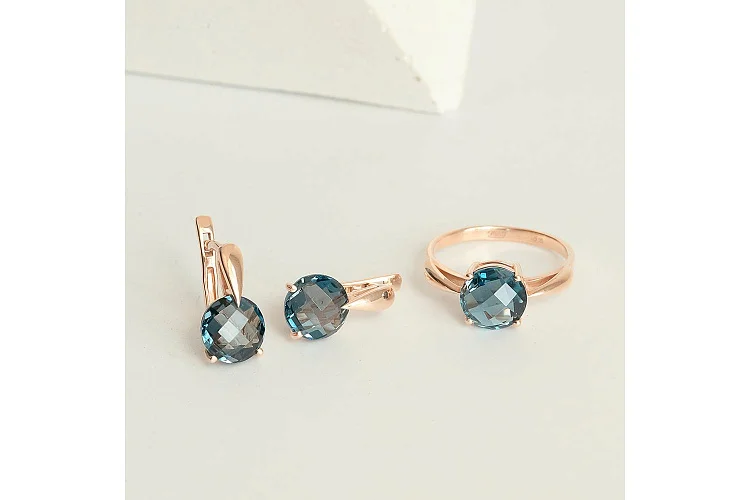 Серьги из красного золота с 2 топазами лондон