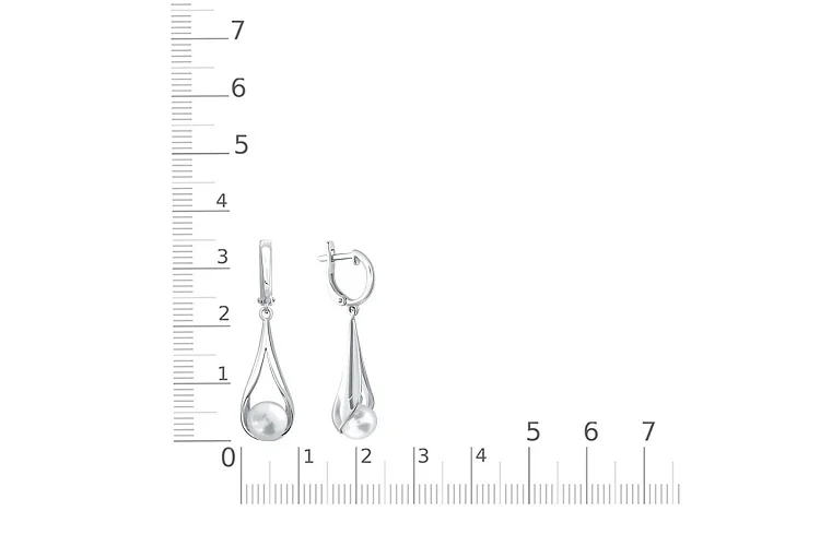 Серьги из белого золота с 2 жемчужинами