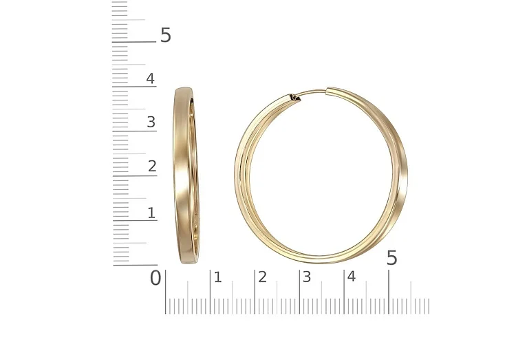 Серьги-конго из жёлтого золота без вставок