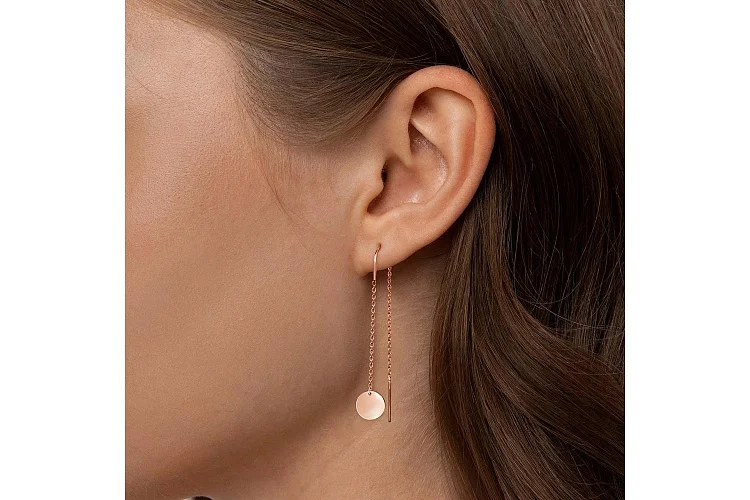 Серьги-продёвки из красного золота без вставок